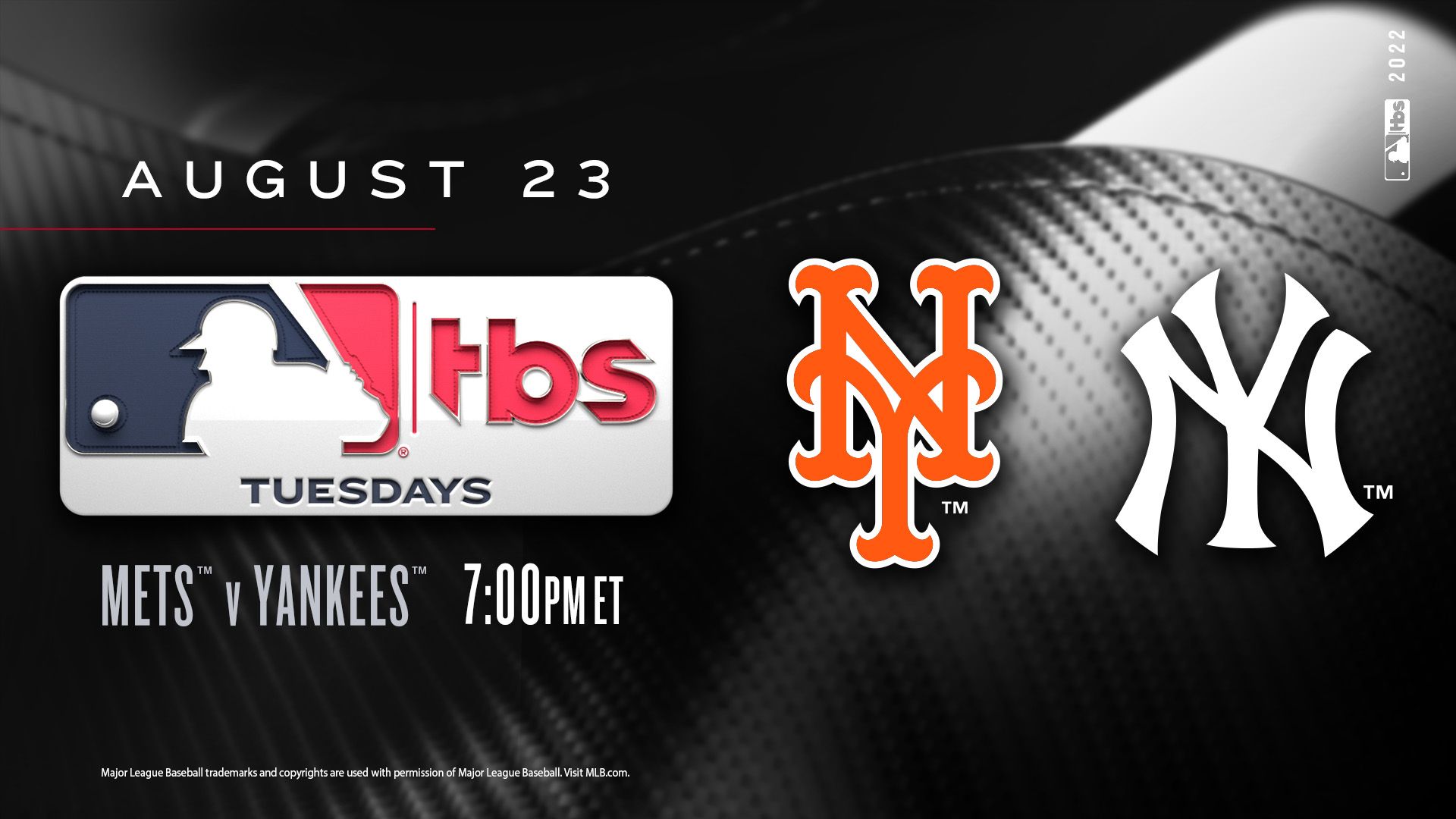 MLB on TBS Tuesday Night to Feature Division Leaders in the Subway Series –  New York Mets vs. New York Yankees – Tomorrow, Tuesday, Aug. 23, at 7 p.m.  ET