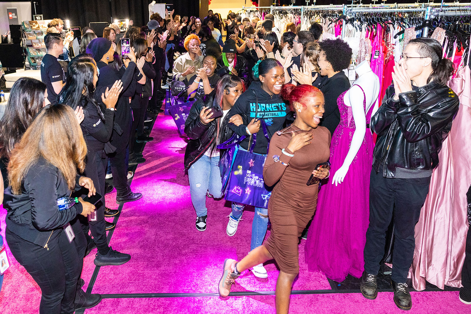 Photo of Atlanta-based students begin the shopping experience during Warner Bros. Discovery's Say Yes To The Prom