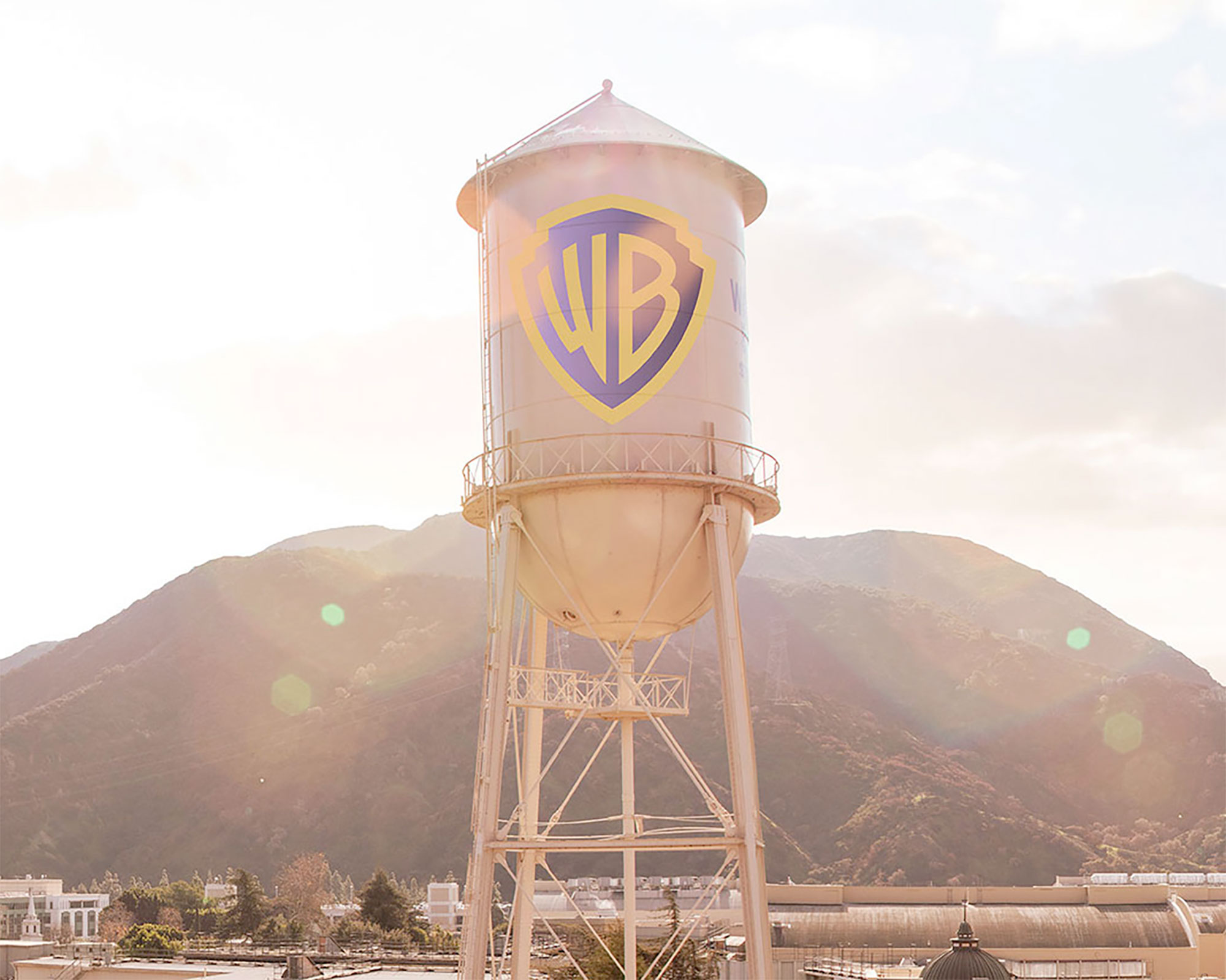 Photo of the WBD water tower on the Warner Bros. lot in Burbank, California